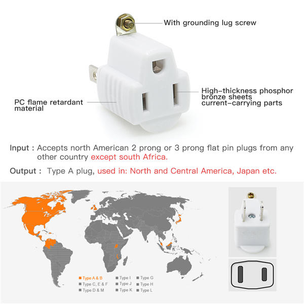 T2-787 T series US travel mobile phone tablet charging portable conversion plug